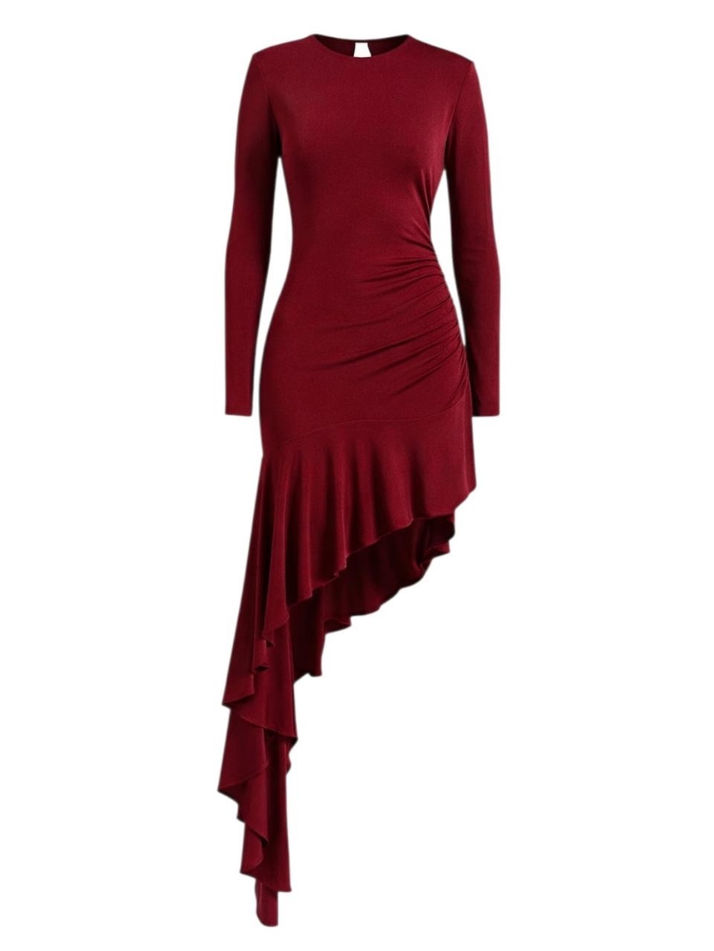 ASTR Asymmetric Ruffle Hem Dress - Wine